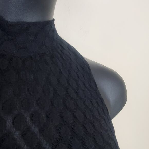 SOPRANO Black on Black Polka Dot Mesh Swing Dress | Small - Picture 3 of 10